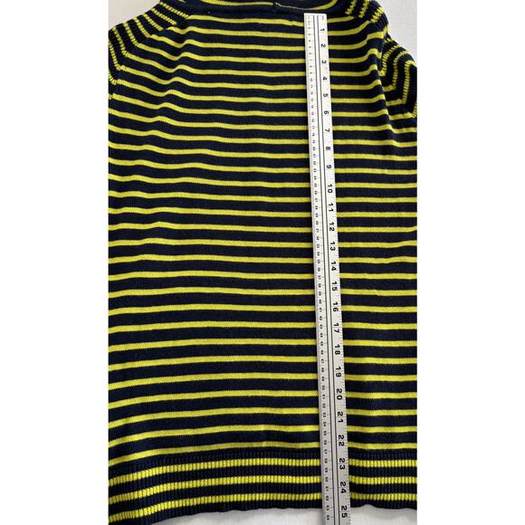 Women’s Style & Co Striped Navy Yellow Hoodie Long Sleeves Front Pocket FLAW - Picture 8 of 9